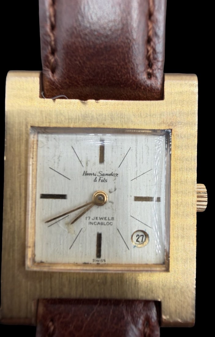Amazing Ornate Vintage HENRY SANDOR & FILS Stainless Steel & 17 Jewels & White Dial Quartz Watch w/: Good vintage condition w/ patina and wear according to age and use, see pictures. Dial measures approx. 3/4" long and 3/4" wide and weighs ca. 25.6 grams. Marked for HENRY SANDOR & FILS. The timepiece