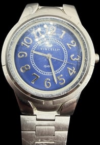 Gorgeous Vintage VINCELLI Stainless Steel w/ Blue Dial Watch