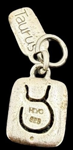 Gorgeous Ornate Vintage Gilt European Sterling Silver Zodiac Taurus Pendant Charm: Good vintage condition w/ patina and wear according to age and use, see pictures. Measures approx. 1" long and 1/2" wide and weighs ca. 2.6 grams. Marked Sterling Silver