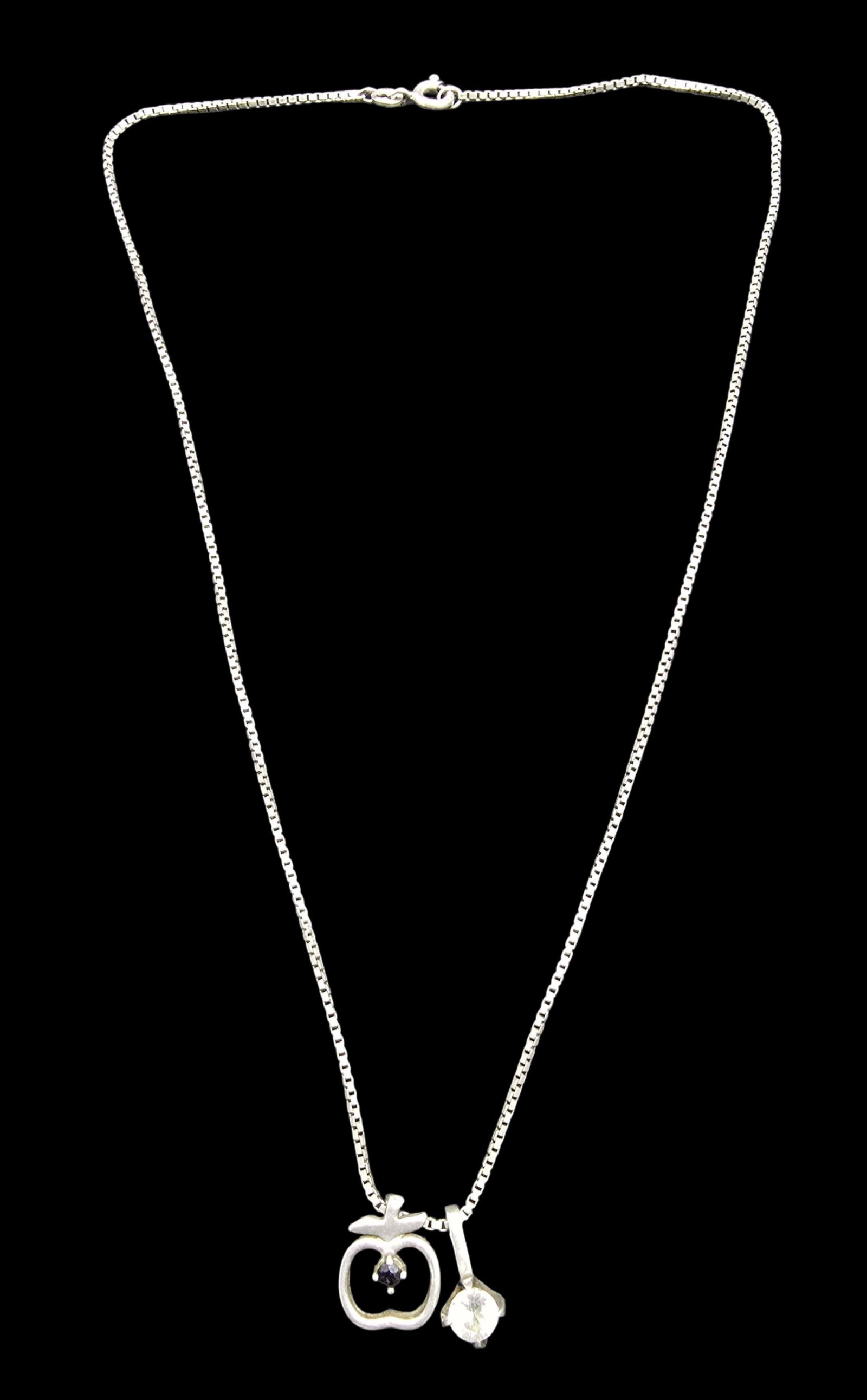 Gorgeous Vintage Sterling Silver Necklace /w Two Pendants (1 of 5)