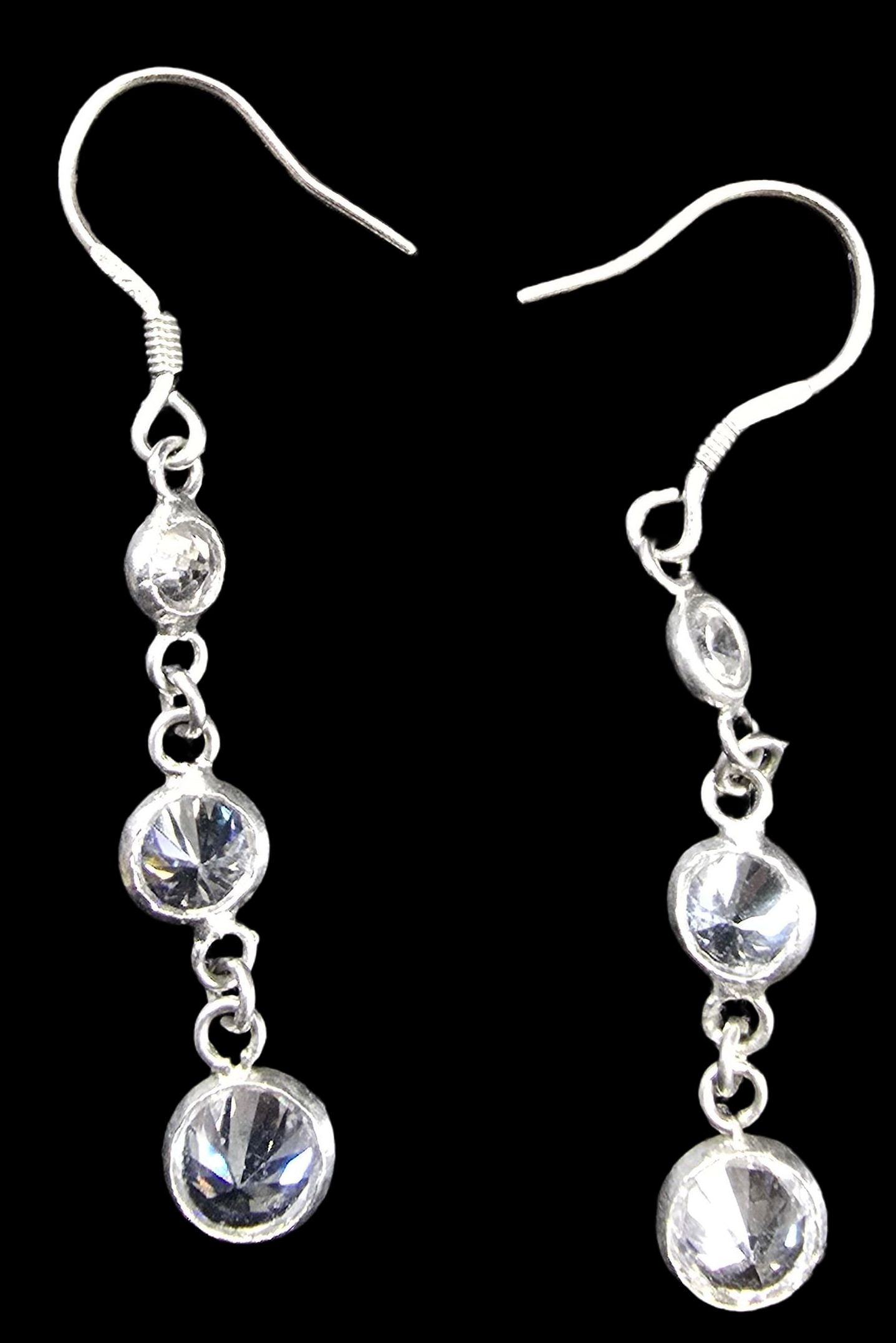 Stylish Vintage Sterling Silver & Gemstone Chandlier Earrings: Very good vintage condition with minor patina according to age. Each measures approx. 1 1/2" high and weighs ca. 1 gram.