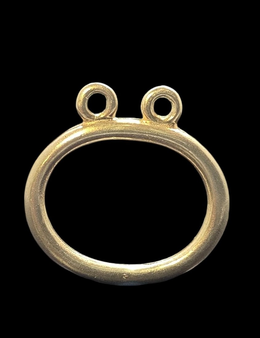 Vintage Gilt Sterling Silver Toggle Ring for a 2-Strand Bracelet or Necklace: Very good vintage condition with minor patina and wear according to age. Weighs ca. 2 grams. Marked for Sterling Silver..