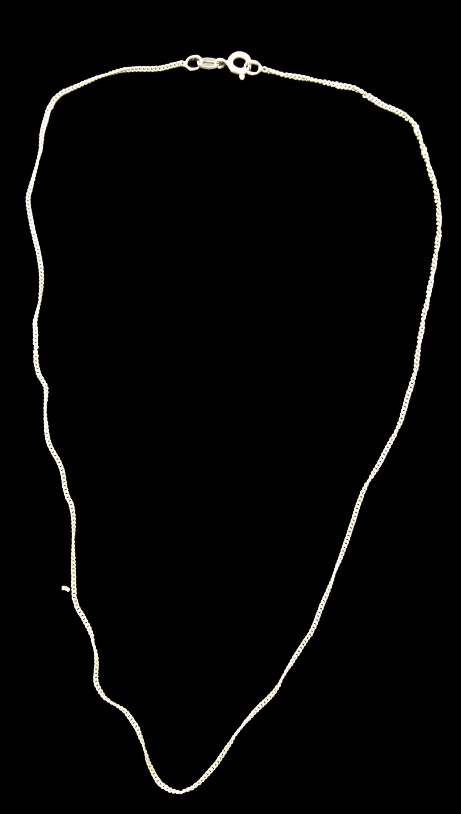 Stylish Vintage Sterling Silver Chain Necklace: Very good vintage condition with minor patina according to age. Measures approx. 16" long and weighs ca. 1.5 grams. Marked for Sterling Silver.