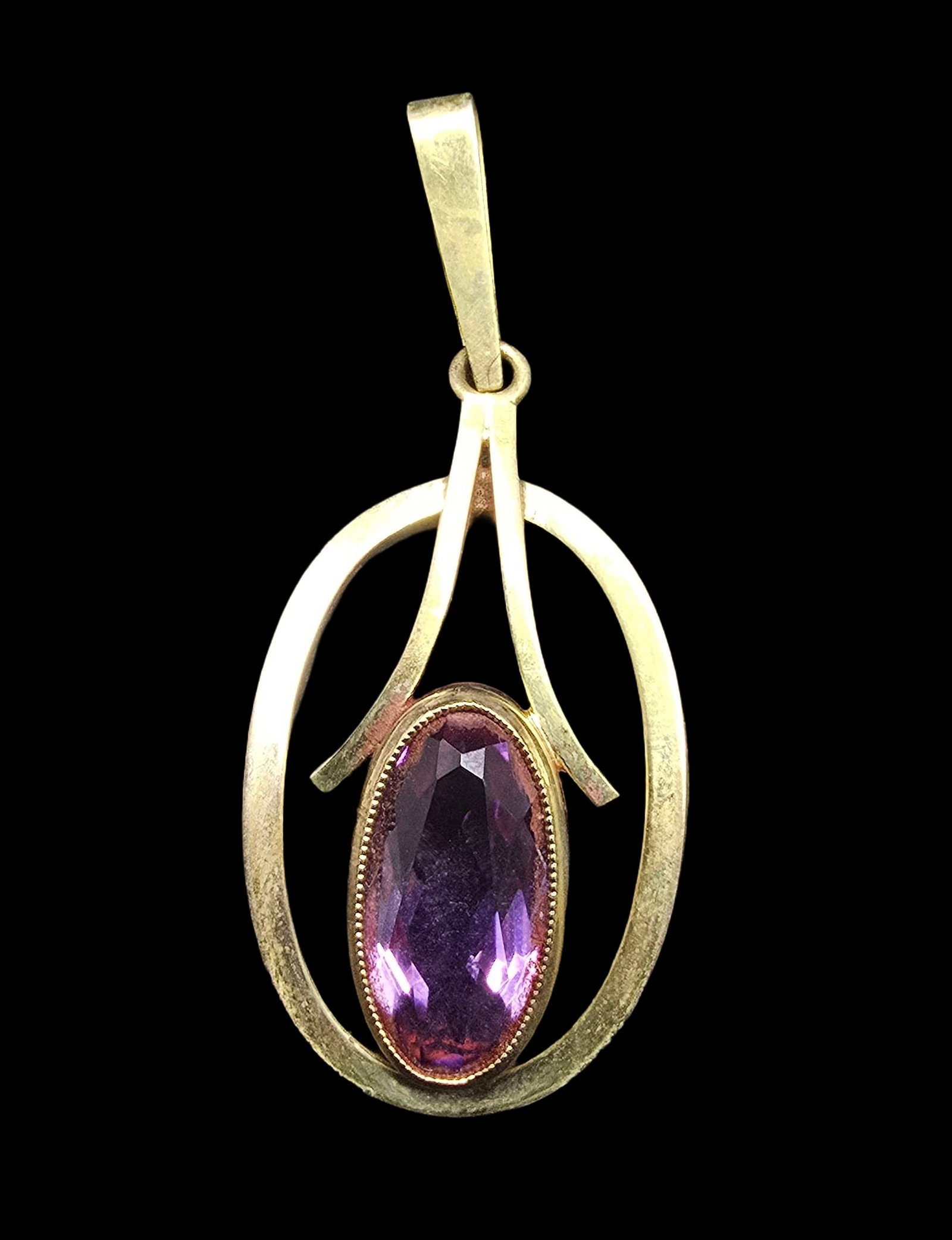 Gorgeous Vintage European 333 8K Gold & Amethyst Designer Pendant (1 of 2)