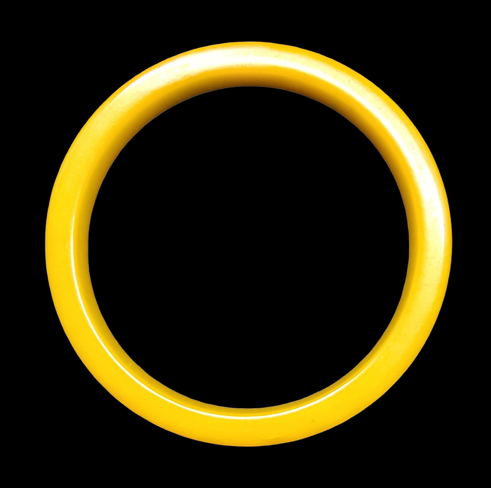 Beautiful Vintage Yellow Resin Bangle Bracelet: Very good antique condition with minor patina according to age. Measures approx. 3" wide and weighs ca. 14 grams.