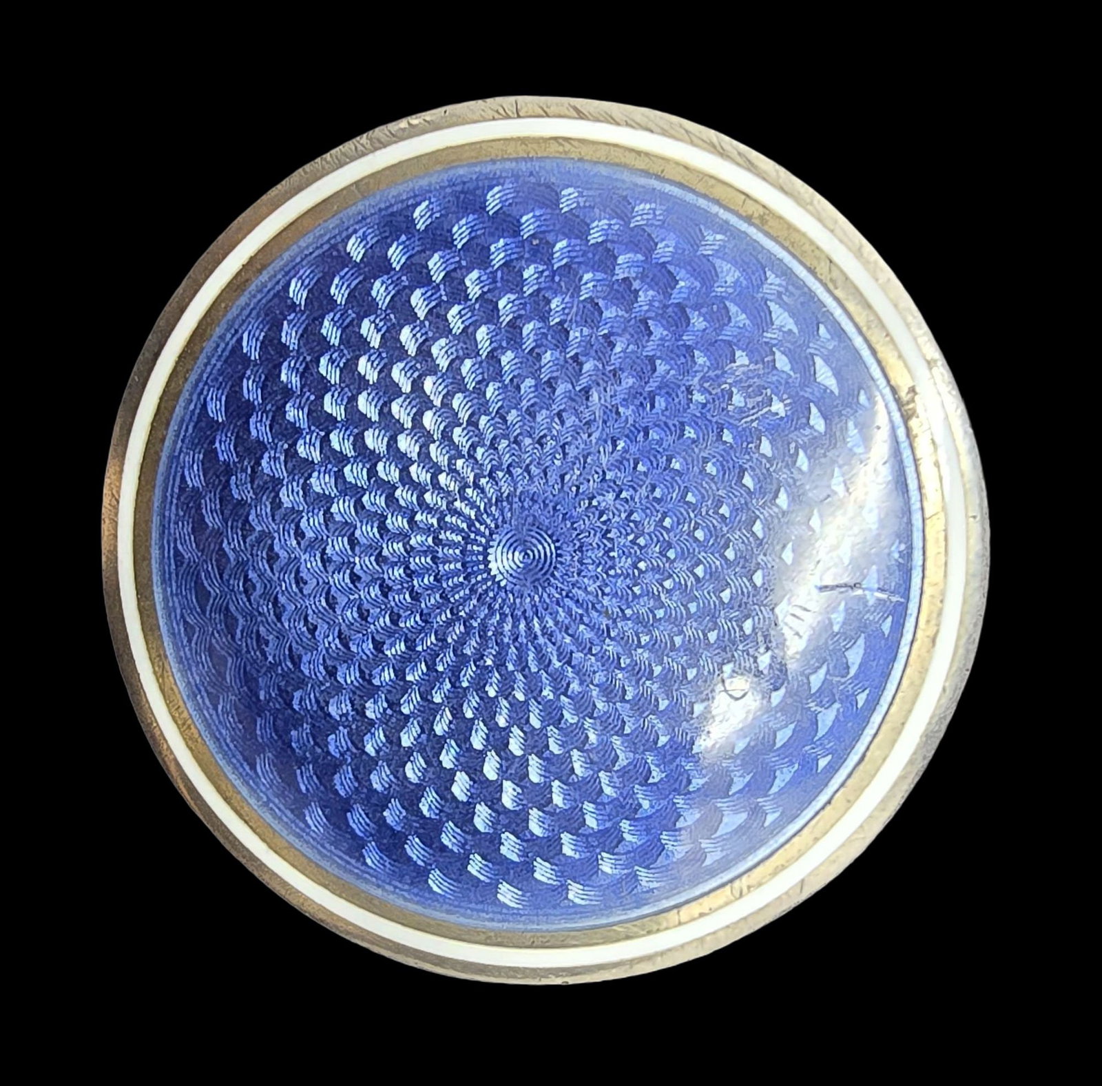 Gorgeous Antique European Sterling Silver Blue & Guilloche Enamel Pill Box: Very good antique condition with minor patina according to age. Measures approx. 1/2" high and /2" wide and weighs ca. 25 grams. Marked for Sterling Silver.