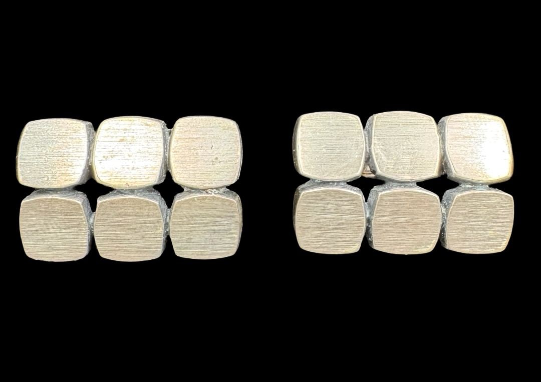 Gorgeous & Stylish Vintage Mid-Century Brutalist European 835 Silver Cufflinks: Very good vintage condition with minor patina according to age. Measures approx. 3/4" long and 1/2" wide and weighs ca. 16.8 grams. Marked for 835 Silver.