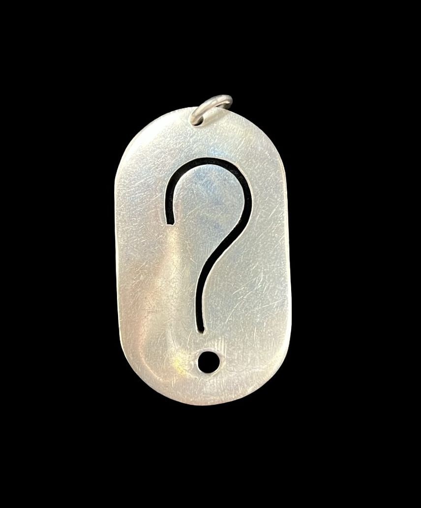 Amazing Ornate Vintage Mexican Sterling Silver Question Mark Pendant: Very good vintage condition with minor patina according to age. Measures approx. 2 1/4" long and 1 1/4" wide and weighs ca. 13.2 grams. Marked for Sterling Silver.