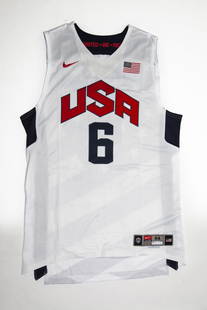 LeBron James USA Home Jersey: Pro cut Date: 2012 Brand: Nike Size: 54 +4": 22"x35.25" Color: White