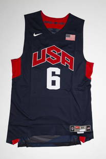 LeBron James USA Away Jersey: Pro cut Date: 2012 Brand: Nike Size: 54 +4": 22"x35.25" Color: Navy