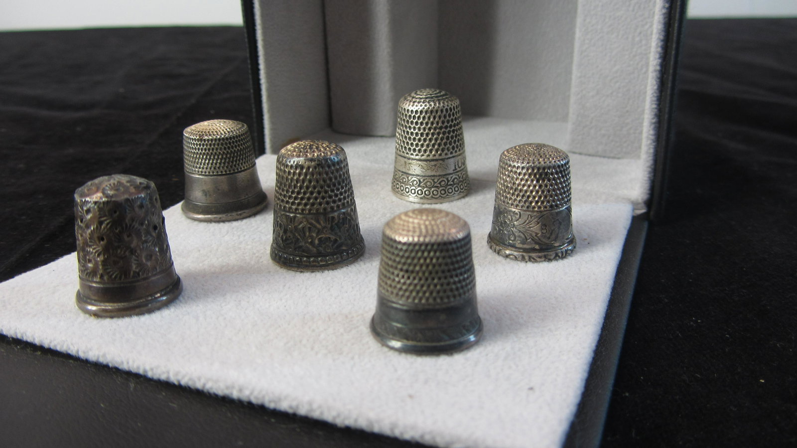 Lot of six (6) Sterling Silver Thimbles: Lot of six sterling Thimbles miscellaneous makers and sizes