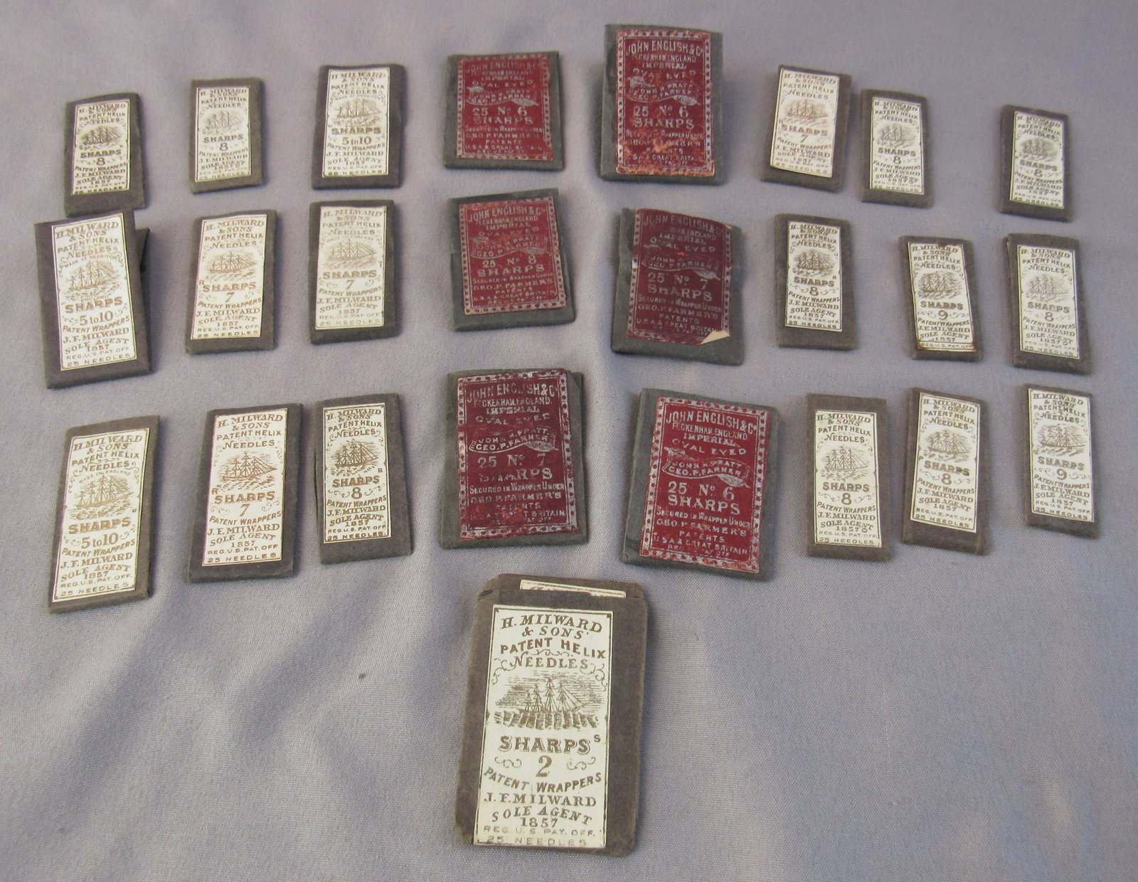 Large lot of sewing needles . Jaune English and H Millward: 26 packages