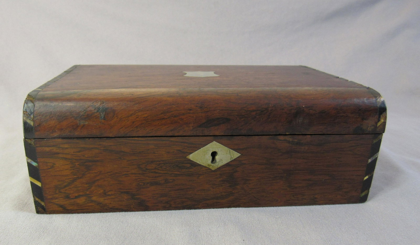 Sewing box. Wood with Mother of Pearl. M.O.P.: Sewing box, wood with mother of Pearl inlay