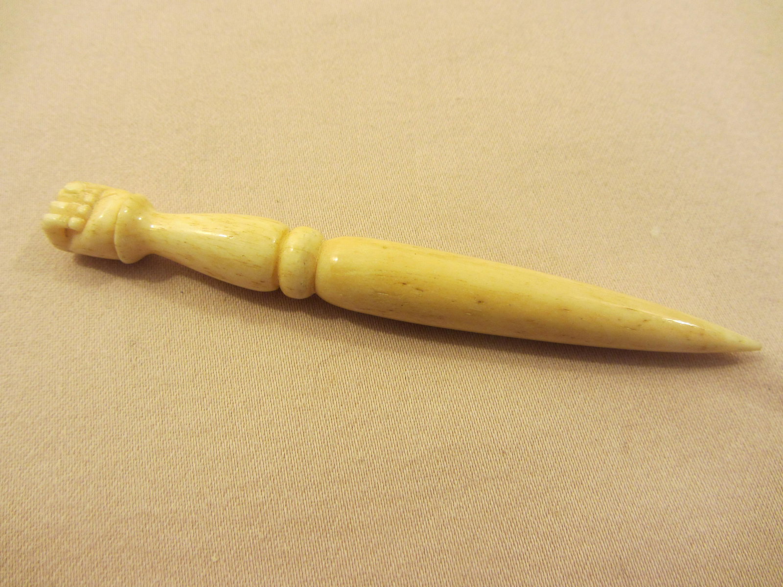 Fid, ivory with carved fist .: Ivory or Bone Fist Motif carved Fid