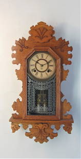 Ansonia wall clock "Campos " 8 Day Time and Strike: Ansonia wall clock "Campos". Impressive double barrel pendulum.