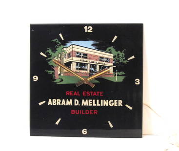 Poole time products advertising clock.: Poole time products advertising clock. Model F.For Mellinger Real Estate and Builder Lancaster PA.
