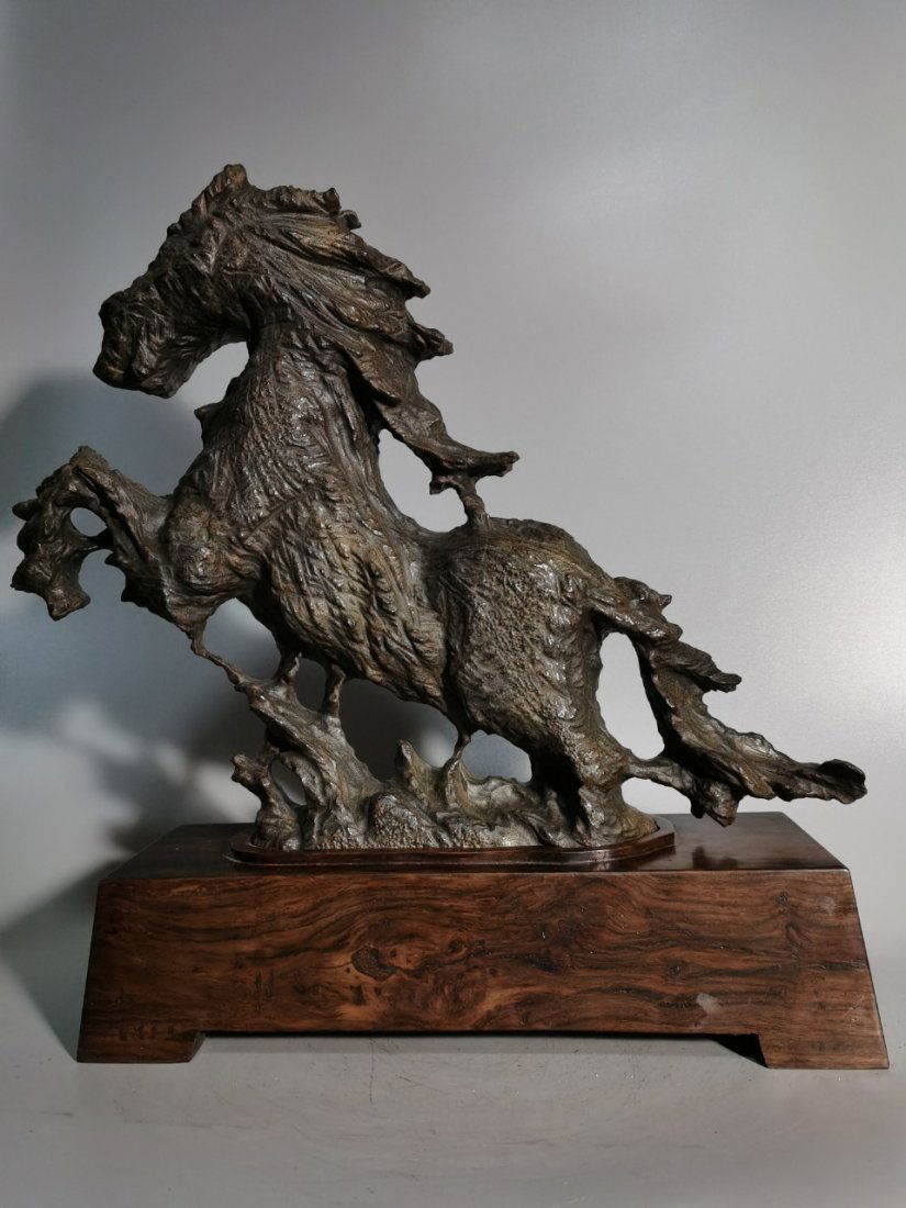 A natural stone horse statue Chinese Antiques Art Collection Auction: Dimension 45*11cm 17.71*4.33in weight 14.3kg/31.52lb