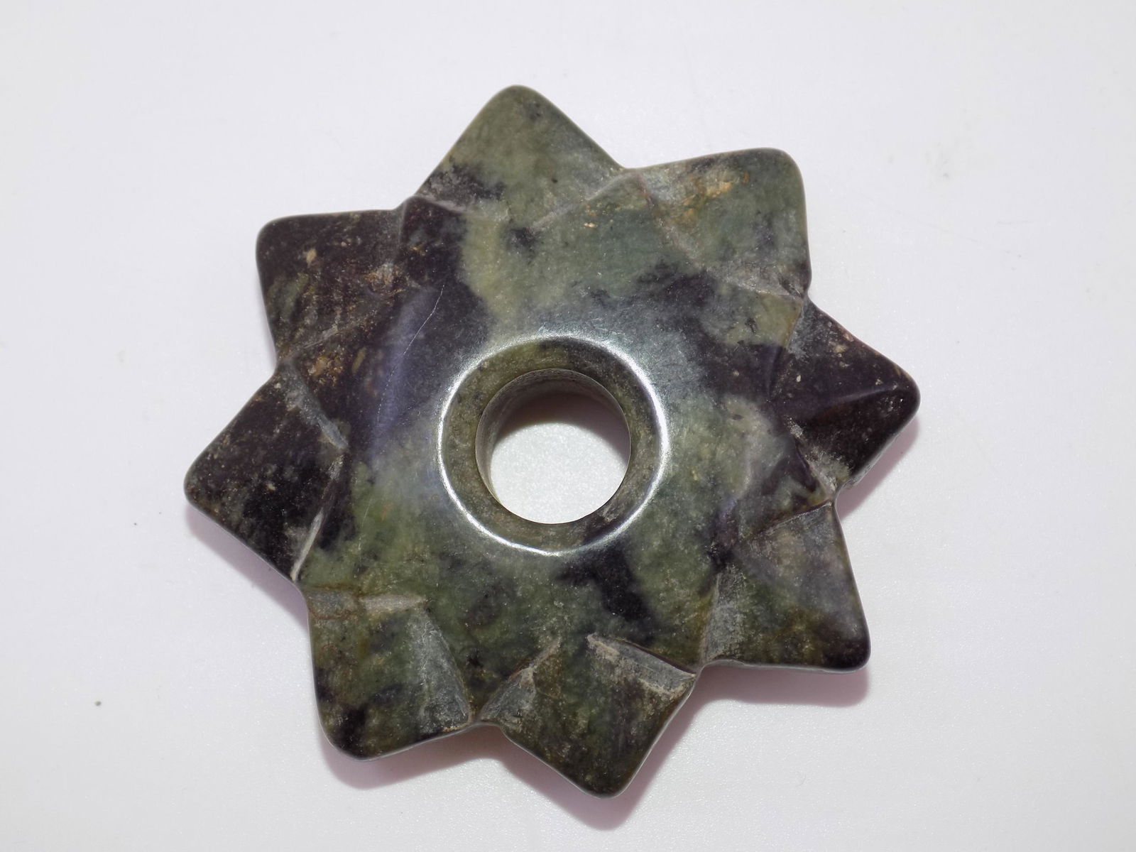 Pre-Columbian Green Stone Star Mace Head (1 of 5)