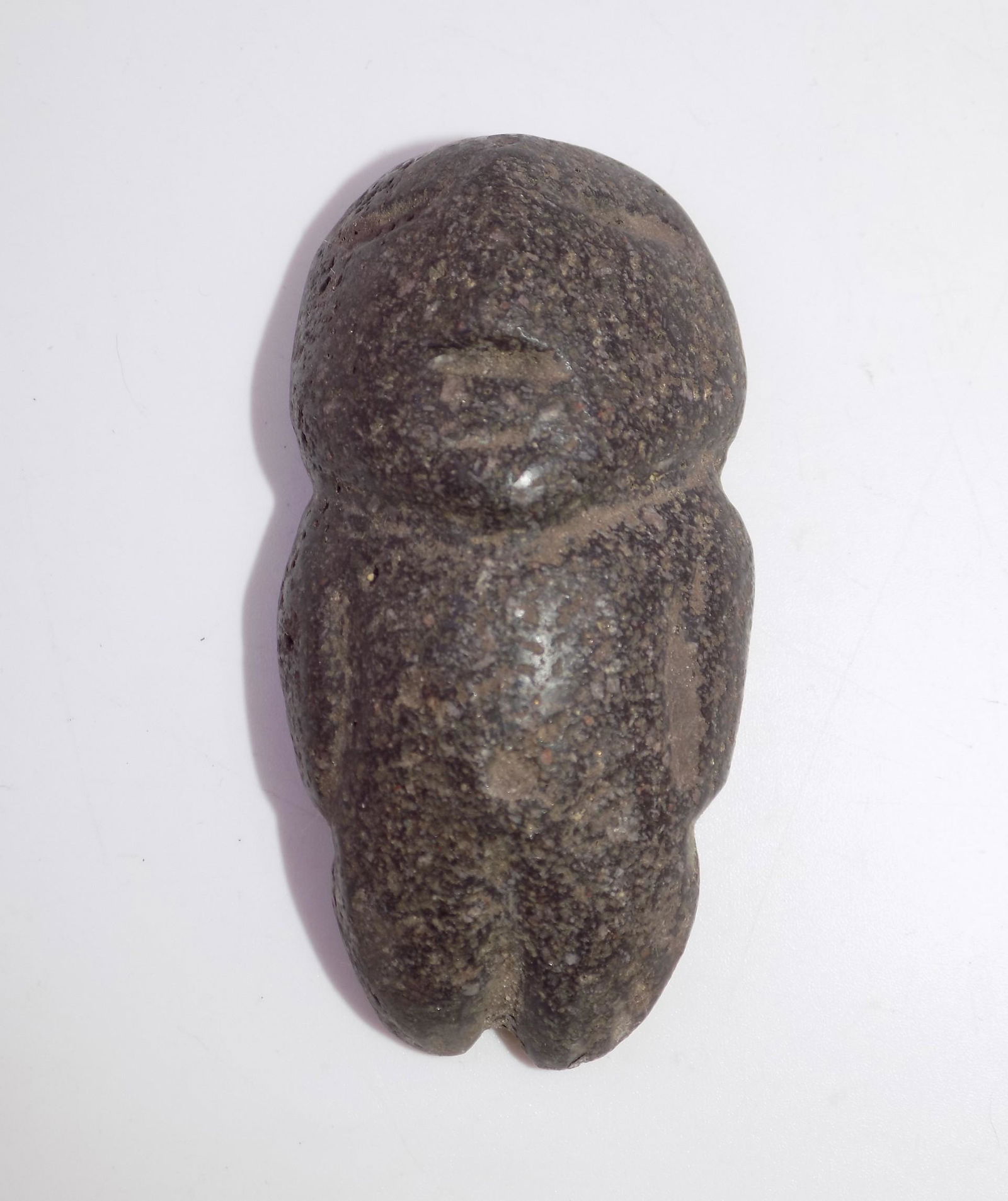 Pre-Columbian Mezcala Dark Green Carved Figure: Pre-Columbian Mezcala Dark Green Carved Figure, Age: 500 B.C.-100 A.D. Measurements: 2 7/8" L x 1 1/2" W, Weight: 2.3 OZ.