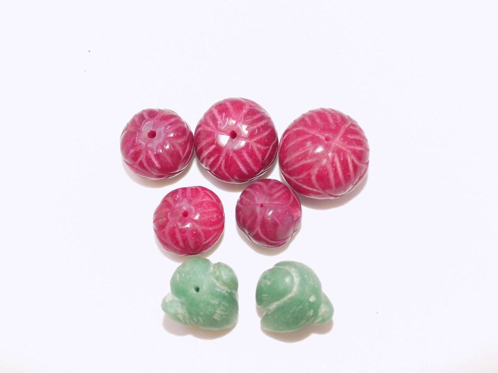 Antique Ruby and Jade Carved Beads (1 of 5)