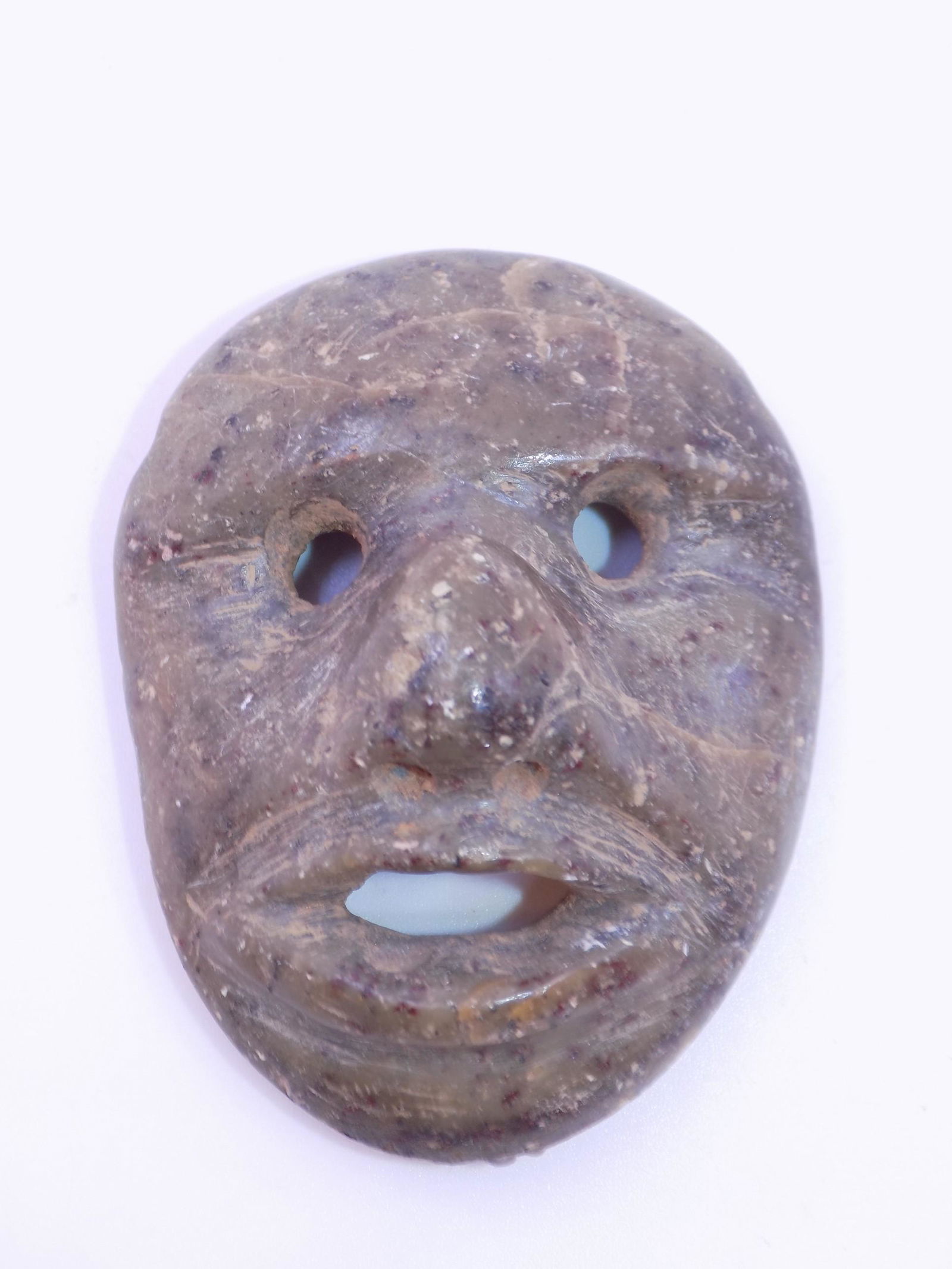 Pre-Columbian Small Green Stone Mayan Maskette (1 of 4)