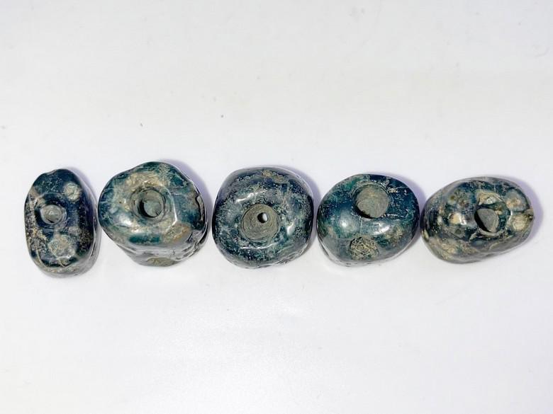 Pre-Columbian Chunky Blue Jade Beads (1 of 2)