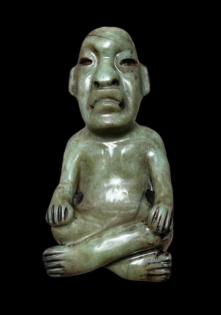 Pre-Columbian Large Jade Olmec Figure Sitting (1 of 5)