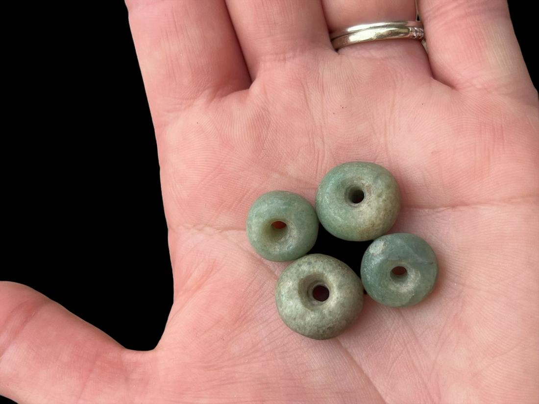 Pre-Columbian Round Translucent Apple Imperial Jade Beads (1 of 4)