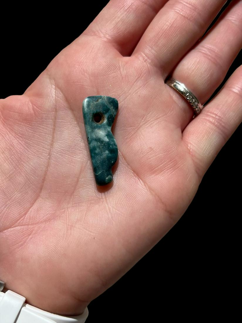 Pre-Columbian Blue Jade Avian Pendant (1 of 3)