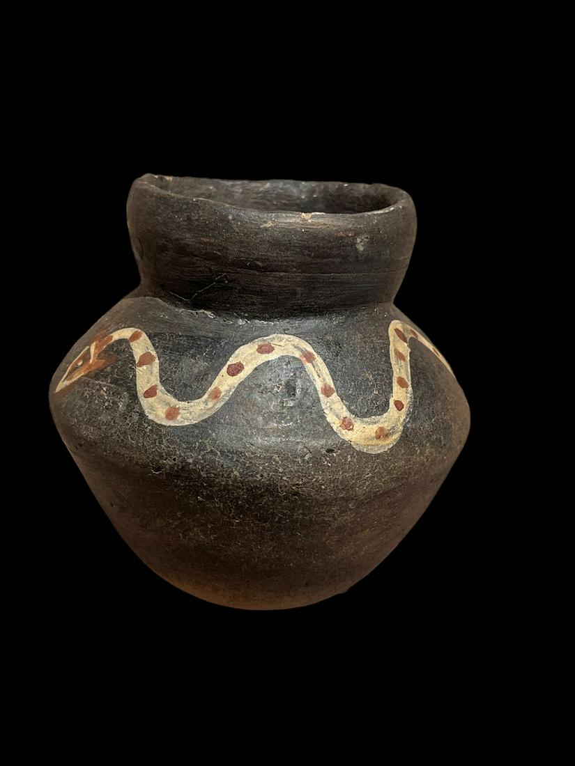Pre-Columbian Clay Vessel, Painted Snake (1 of 6)