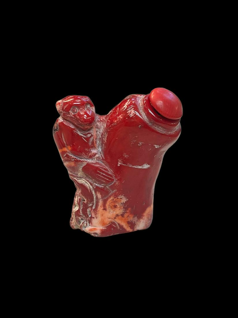 Antique Chinese Red Coral Carved Snuff Bottle (1 of 7)