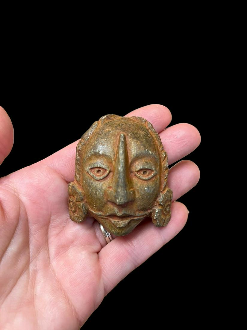 Pre-Columbian Maya Green Stone Maskette (1 of 4)