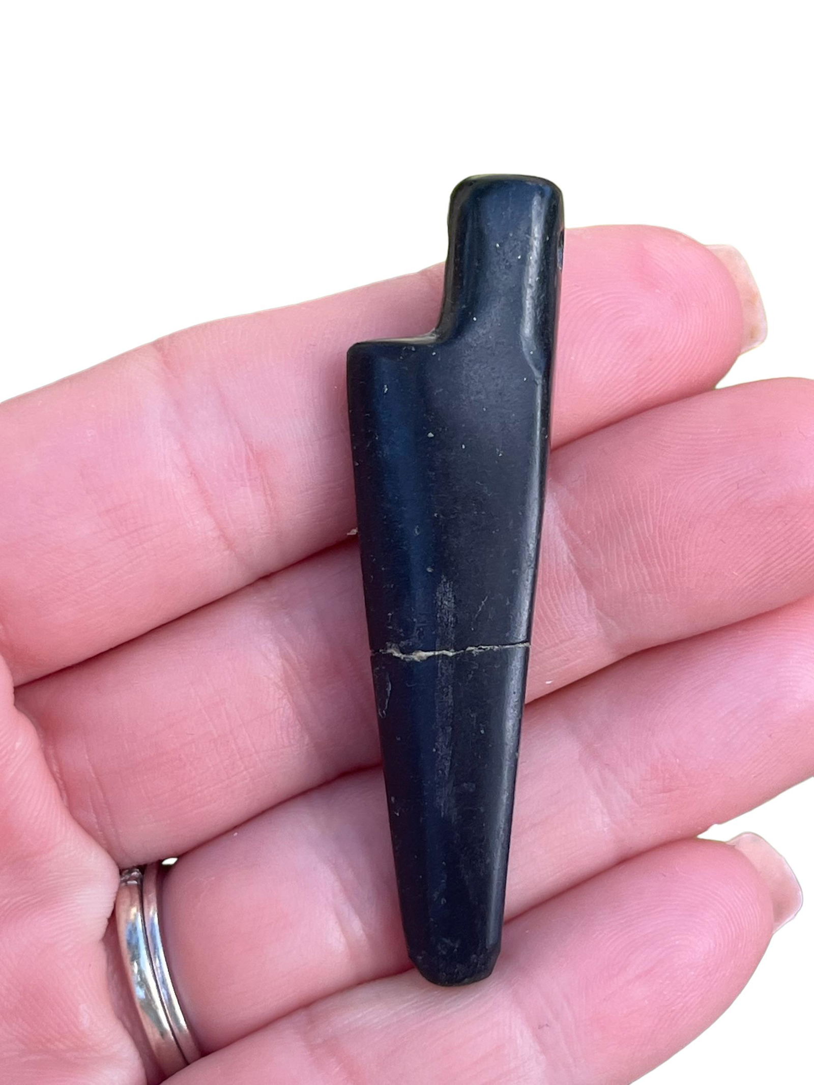 Pre-Columbian Black Stone Pendant: Pre-Columbian Black Stone Pendant, Unique shape. Measurements:2 3/8" L x 5/8" W