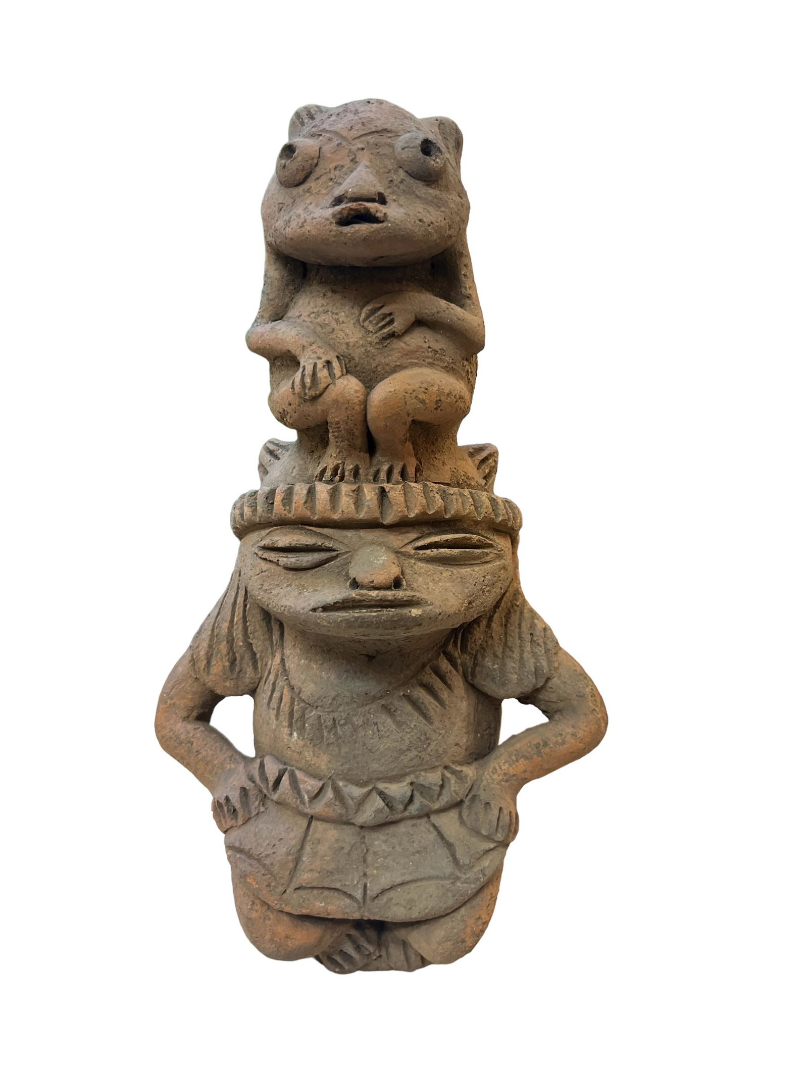 Pre-Columbian Pottery: Pre-Columbian Pottery, Origin: Santa Marta, Colombia Measurements: 10" L x 5 3/4" W