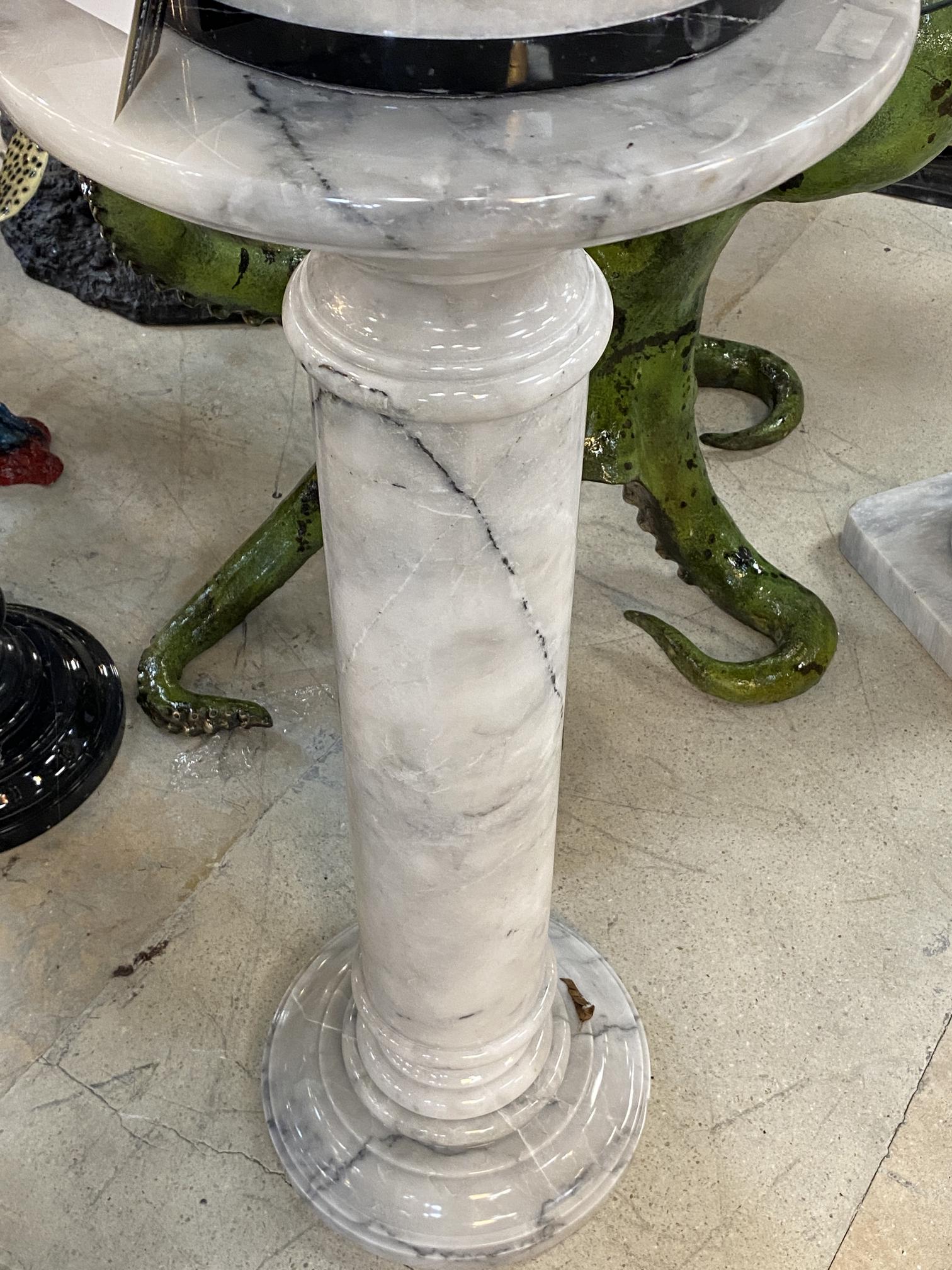 Beautiful 31"H hand sculpted White Carrera Marble Pedestal (1 of 1)