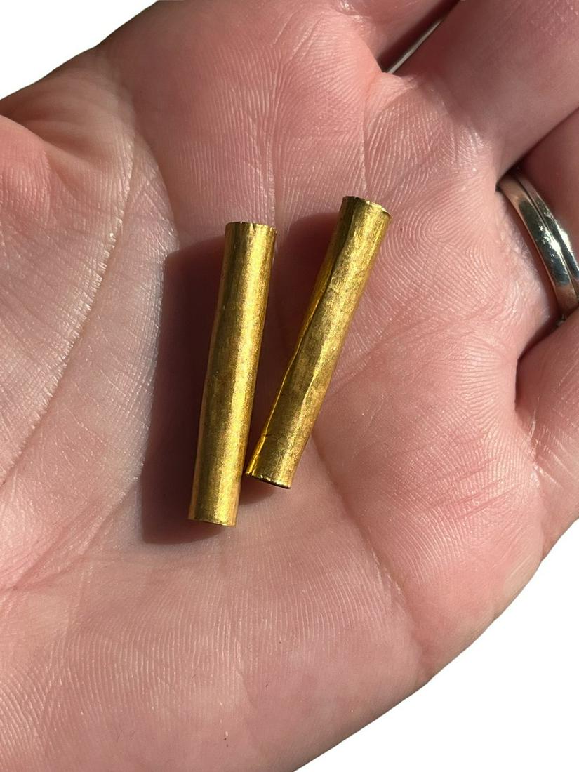 Pre-Columbian Solid Gold Tubular Beads, Pair (1 of 3)