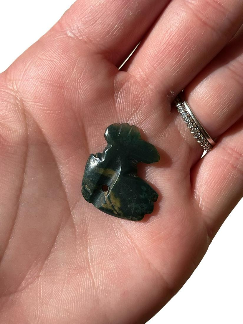 Pre-Columbian Translucent Jade Dual Profile Pendant Bead (1 of 3)