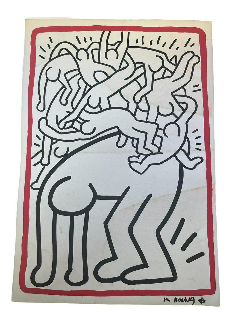 Original Keith Haring, Paint on Paper (1 of 4)