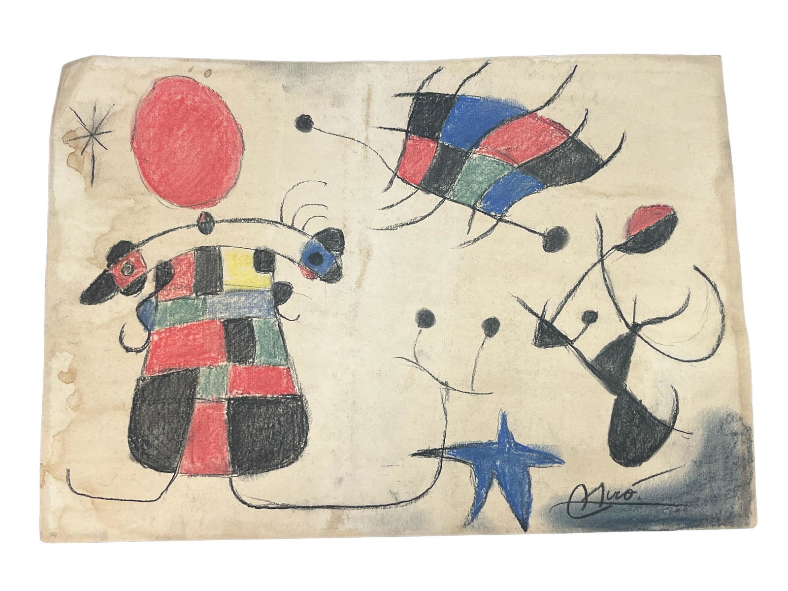 Original Handmade Drawing By Joan Miro (1 of 5)