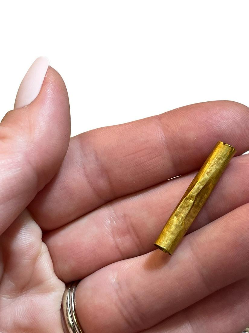 Pre-Columbian Solid Gold Tubular Bead (1 of 3)