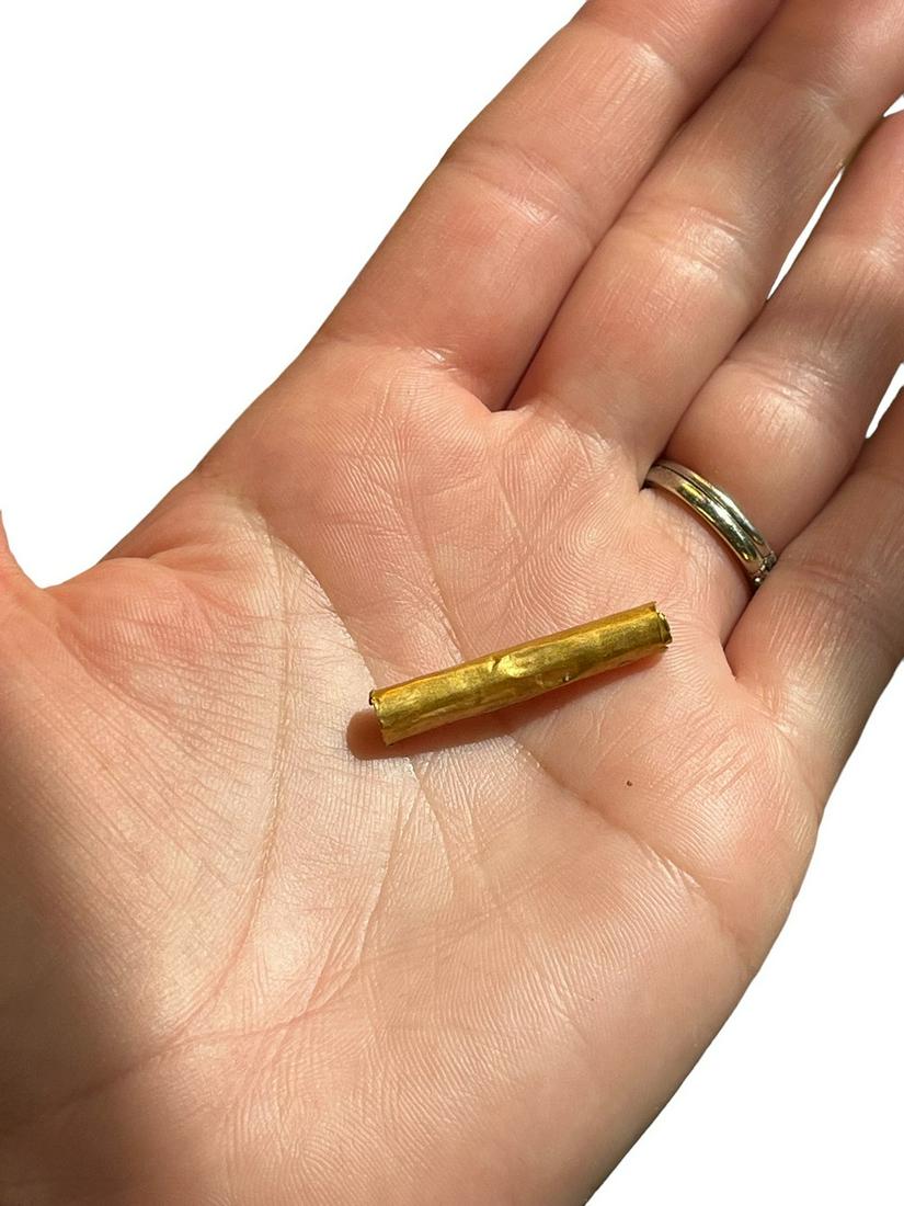 Pre-Columbian Solid Gold Tubular Bead (1 of 3)