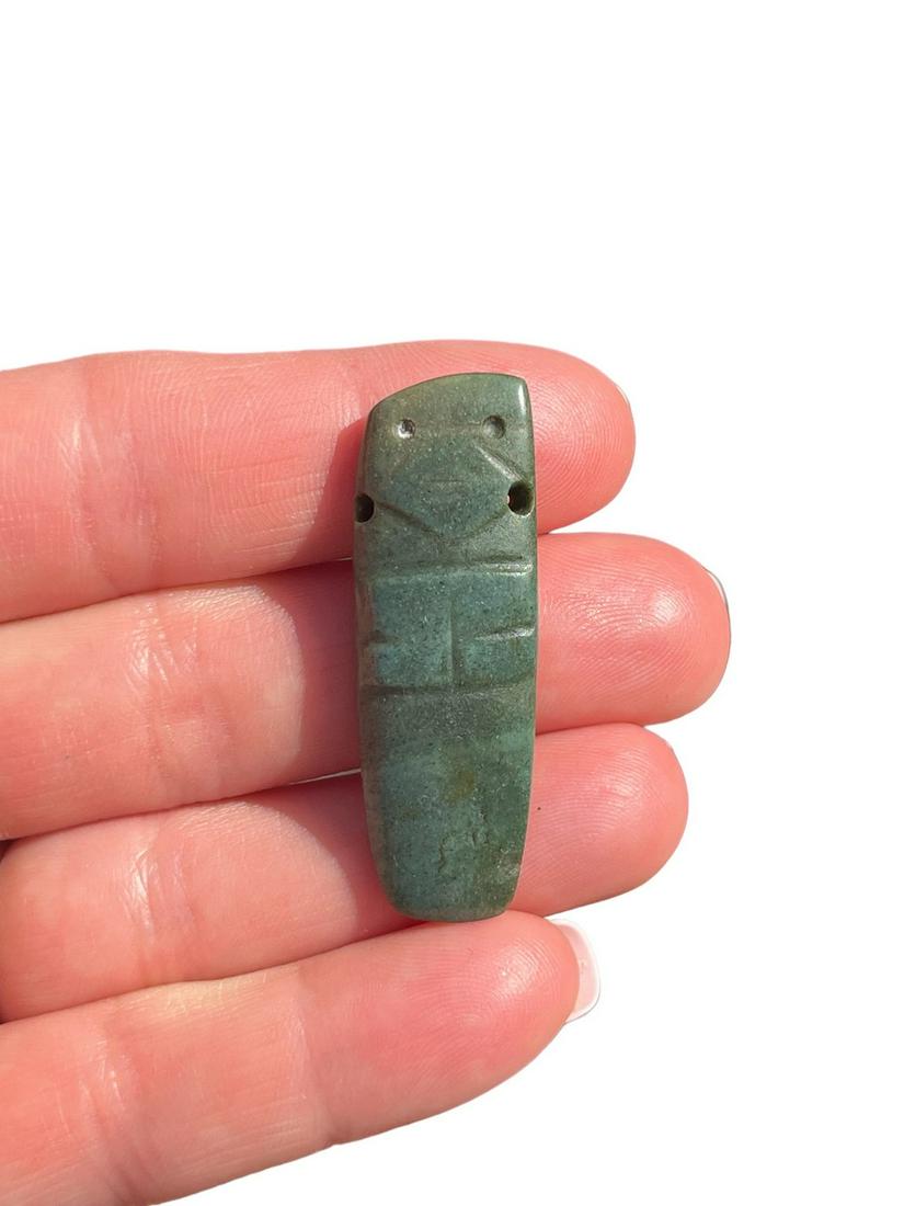 Pre-Columbian Green Stone Avian Axe God Pendant (1 of 7)