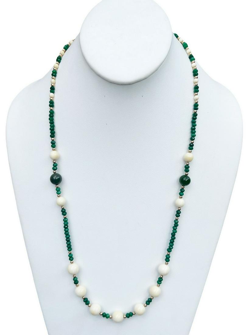 Antique Emerald, Jade and Gold Bead Necklace (1 of 4)