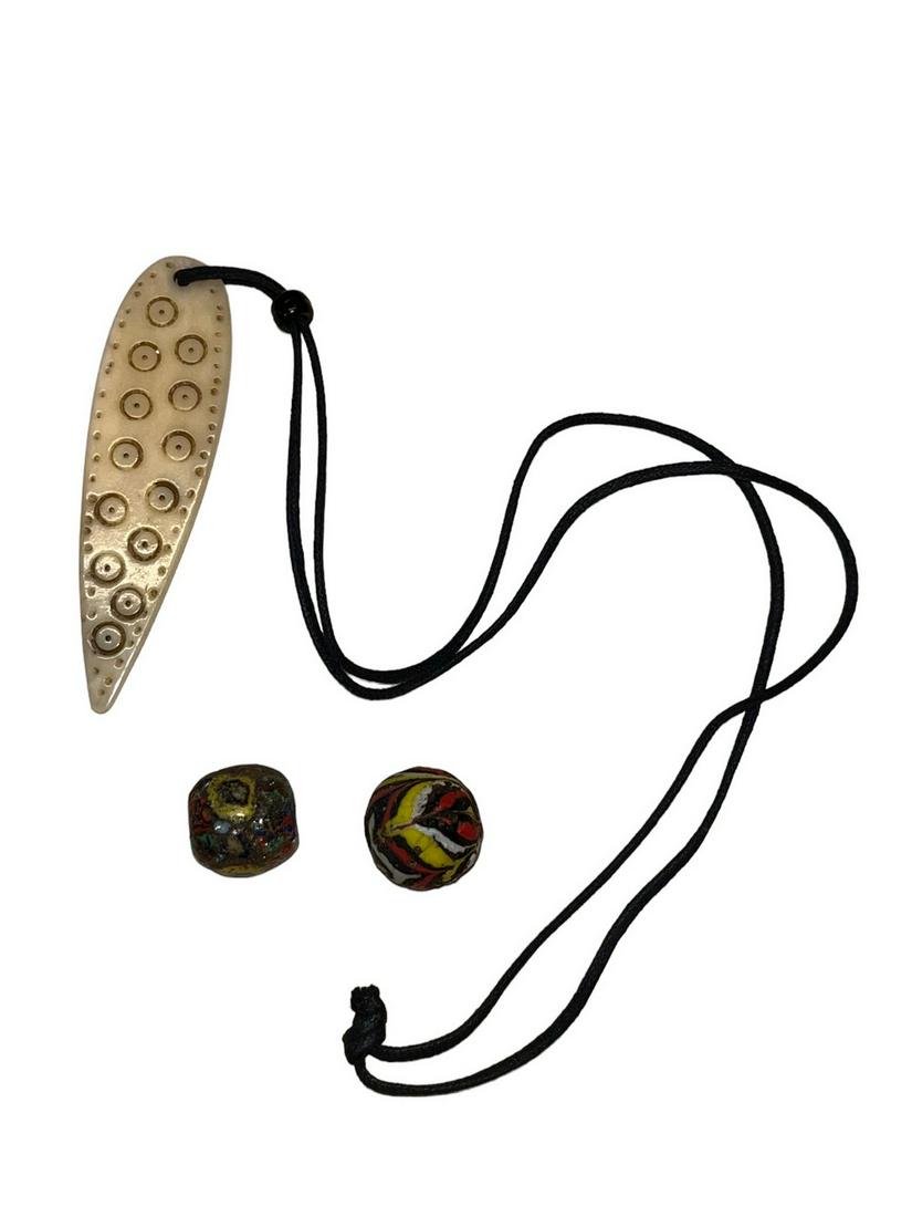 Pair of Ancient Phoenician Glass Beads and Necklace (1 of 6)