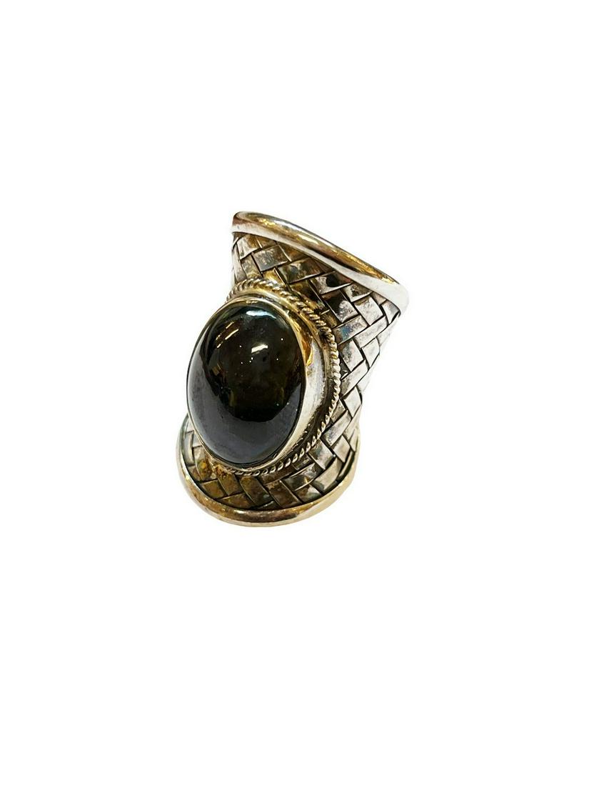 Tibetan Silver and Onyx Ring: Tibetan Silver and Onyx Ring Measurements: 1 3/8" L x 1" W