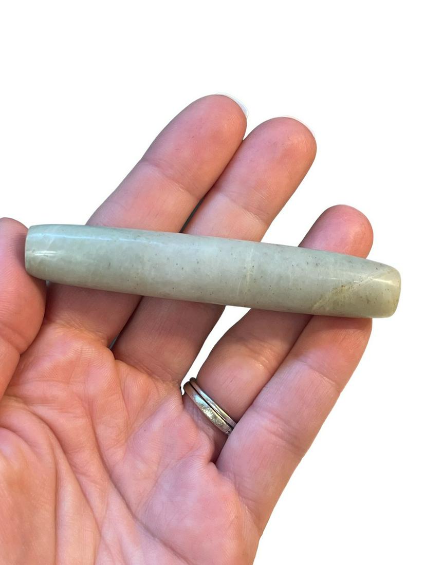 Pre-Columbian Translucent Jade Tubular Bead (1 of 5)