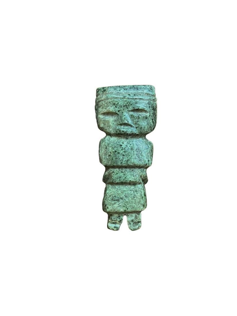 Pre-Columbian Teotihuacan Jade Figure: Pre-Columbian Teotihuacan Jade Figure. Measurements: 2 7/8" L x 1 1/8" W