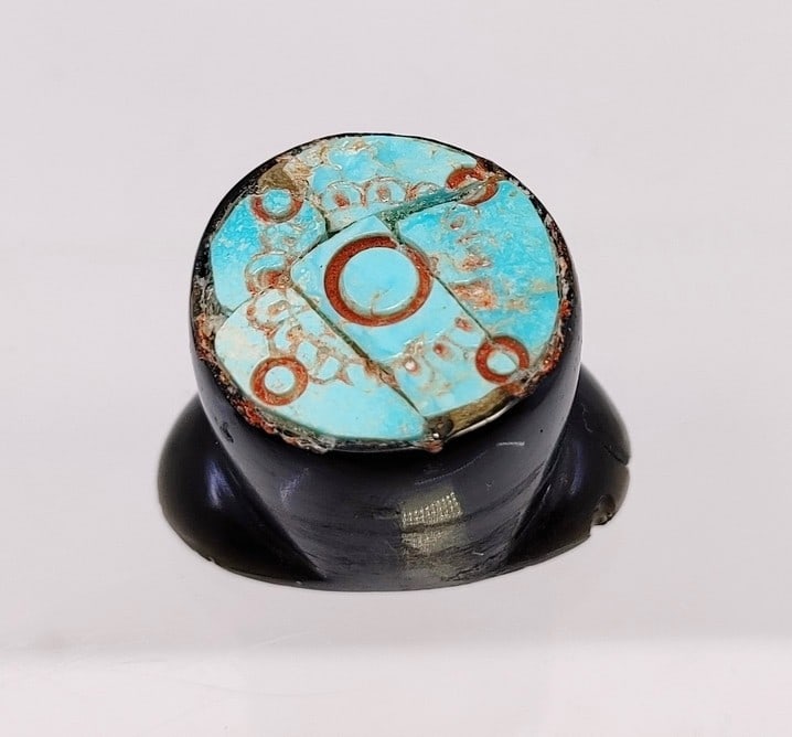 Pre-Columbian Mayan Obsidian and Turquoise Labret (1 of 5)