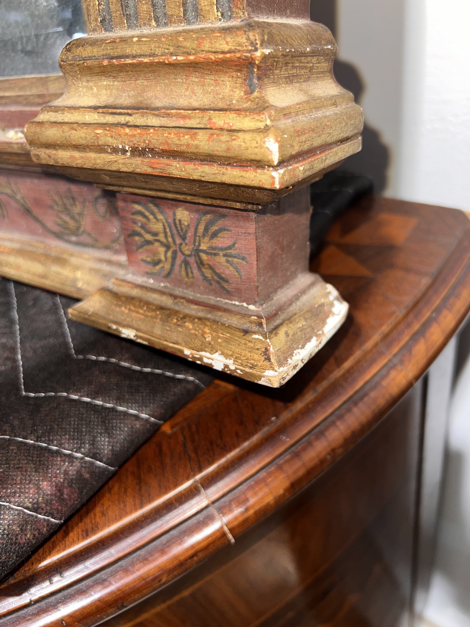 Gothic Styled Beveled Mirror - 40 x 30 in -small issues - Estimated Auction Price: $75.00 _ $125.00 (1 of 2)