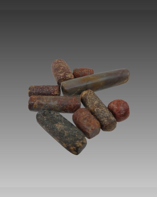 Precolumbian undrilled carnelian beads, Colombia (1 of 4)